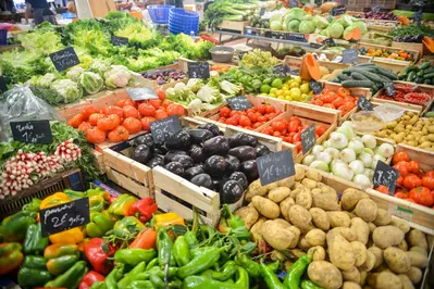 Vegetables in a grocery store ready to be delivered