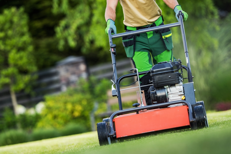 mowing lawn