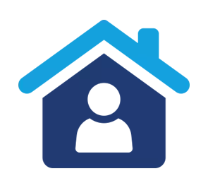 home icon with person inside