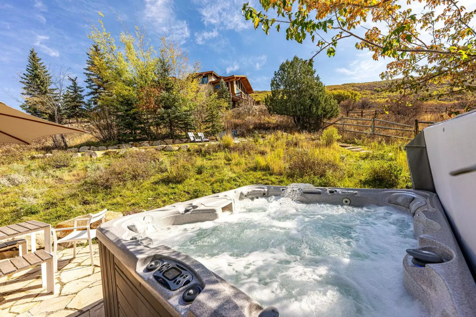 hot tub on porch
