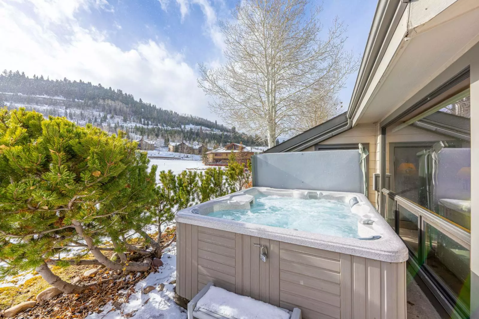 hot tub on porch