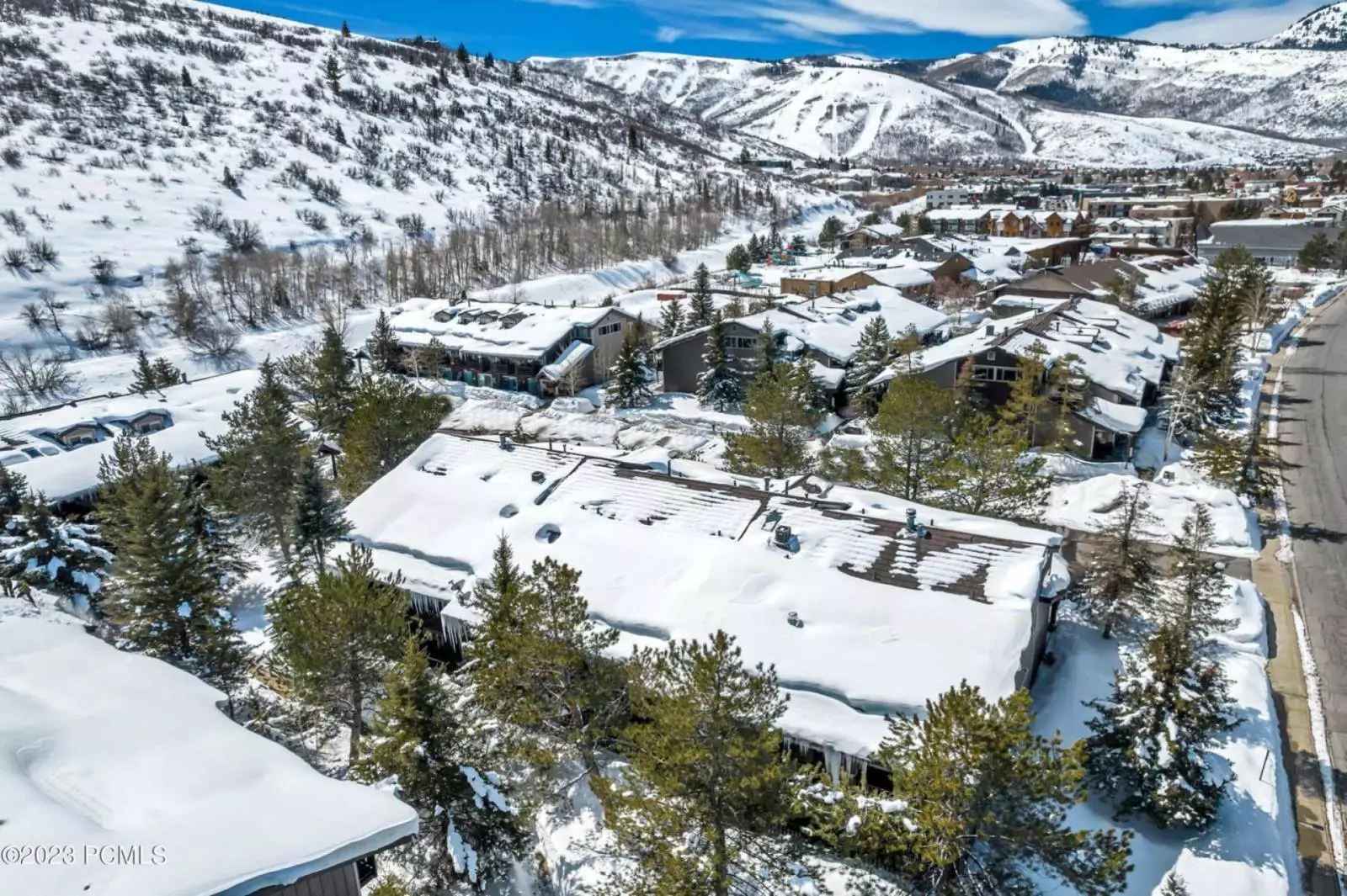 aerial view of snow