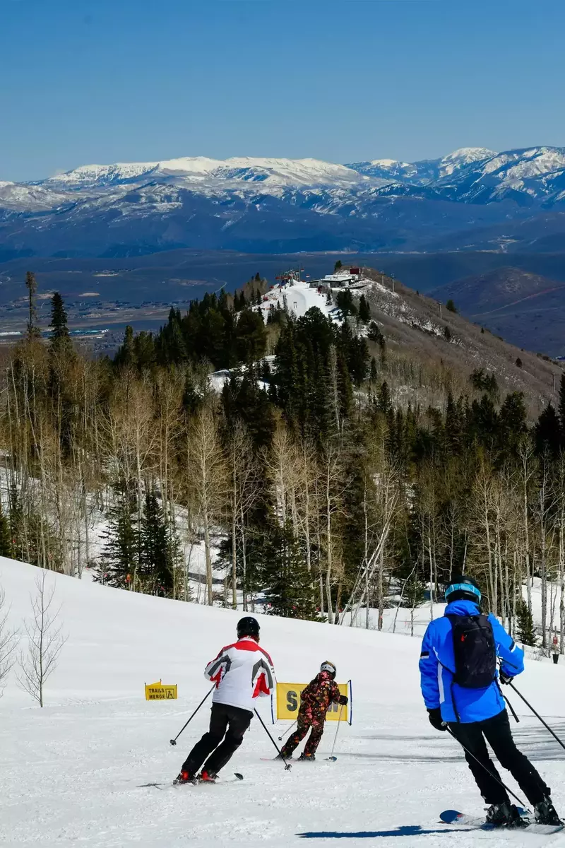 skiing down mountain