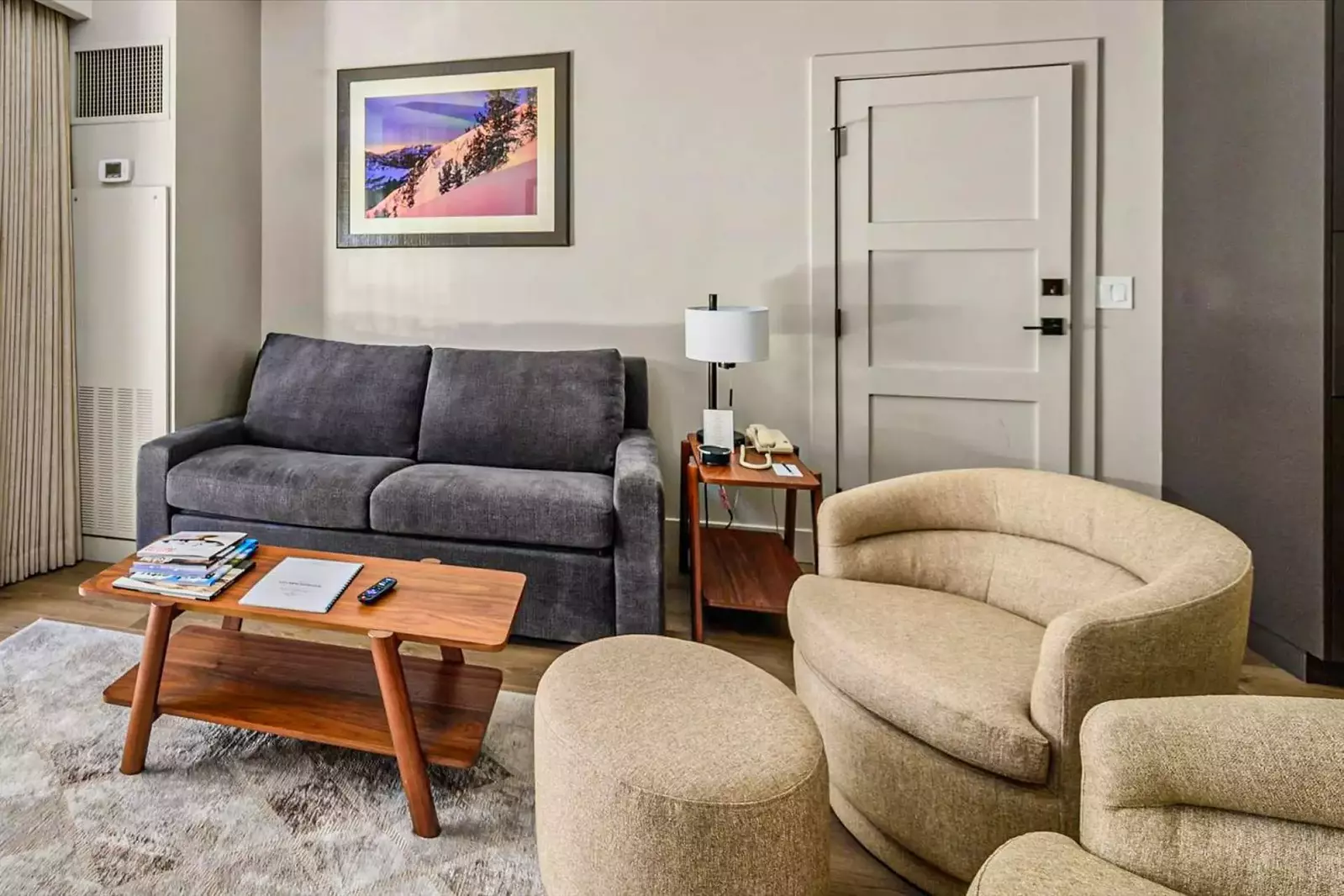 The home features 2 American Leather sleeper sofas with bar-free design, premium mattress, and sleek style—comfort and elegance in one.