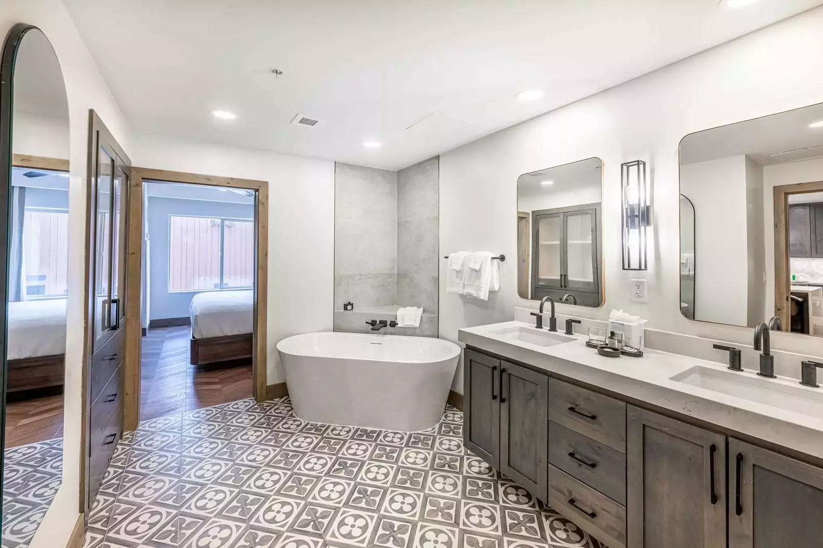 Spacious spa-like private bathroom w soaking tub, | Westgate Park City, Ski in ski out Park City, Park City vacation homes, Park City Vacation Rentals