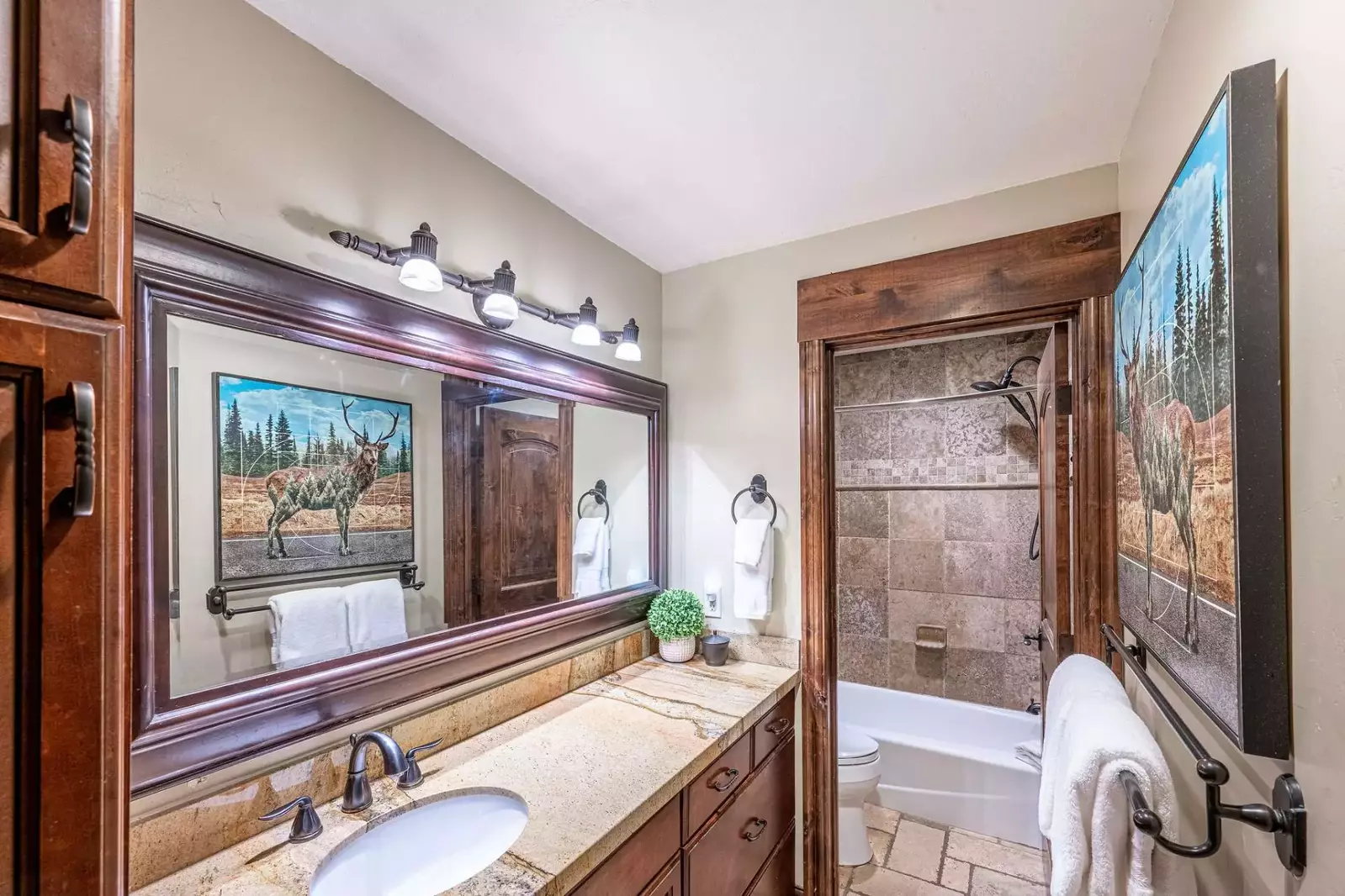 Located on the main level, this is the first full bathroom.