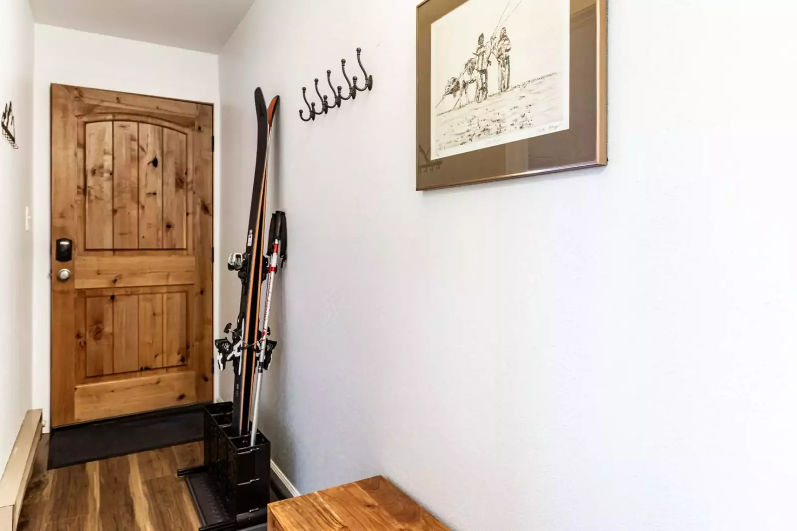 Ski storage is easily access right by the front door of the home.