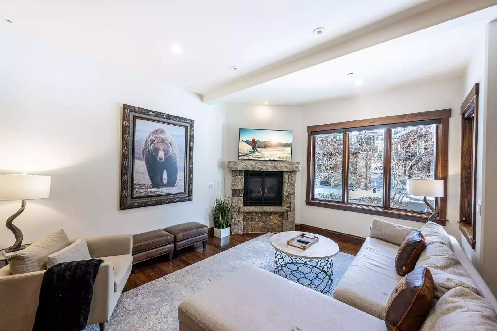 Kick back and relax in our cozy family room complete with a fireplace, sleeper sofa and smart TV. This is the perfect spot for your next vacation rent