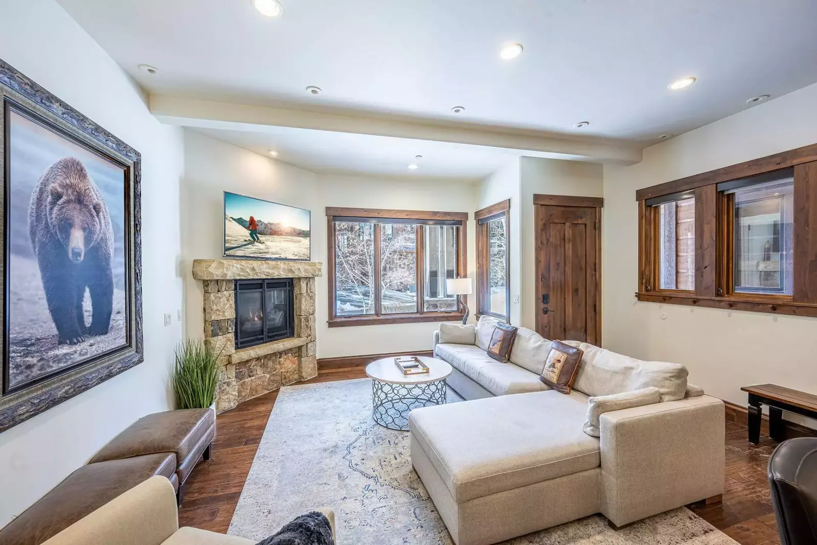 Rest up on this oversized couch after a long day out enjoying Park City.