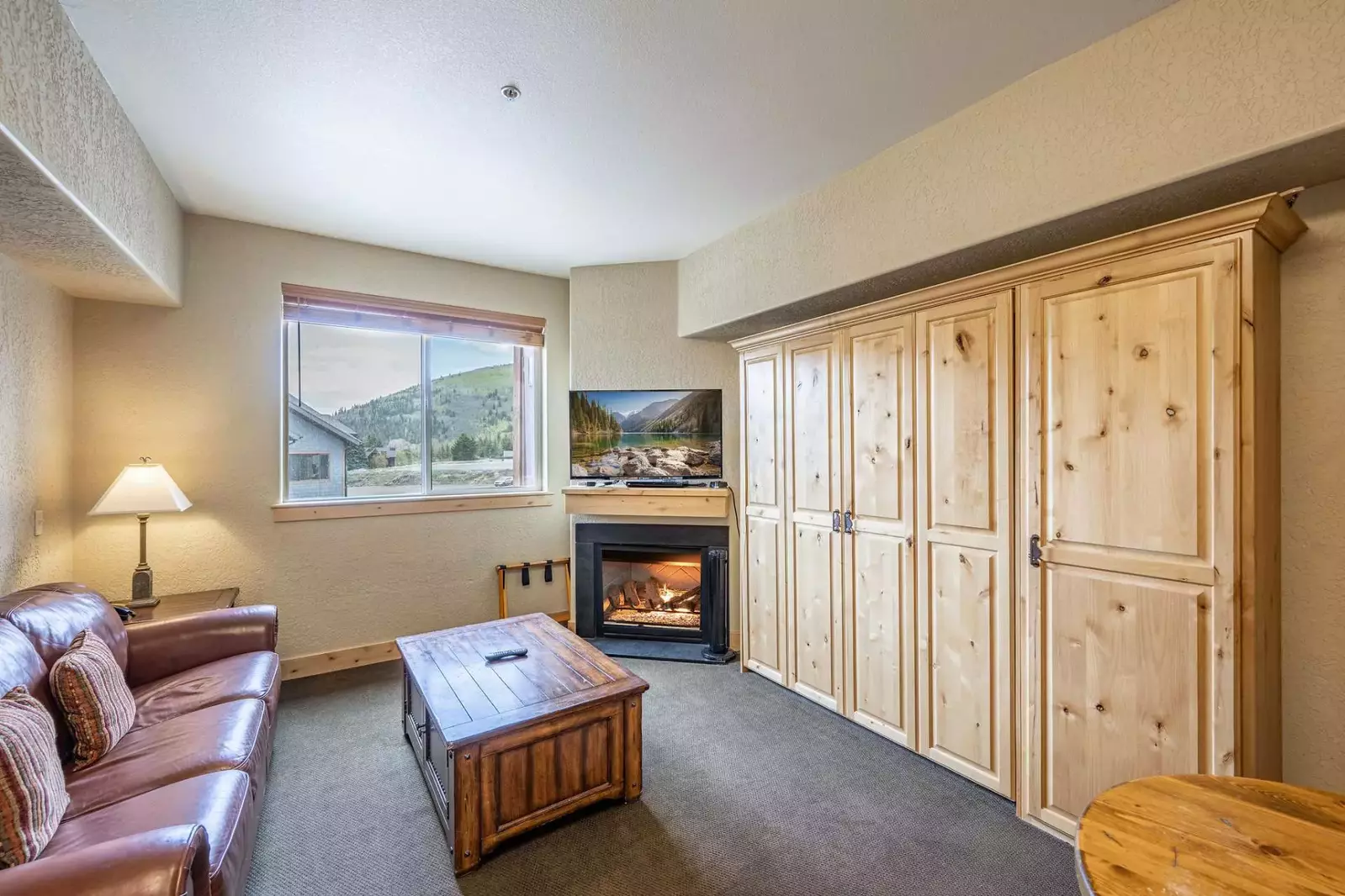 The comfortable bed easily folds into the wall when not in use.