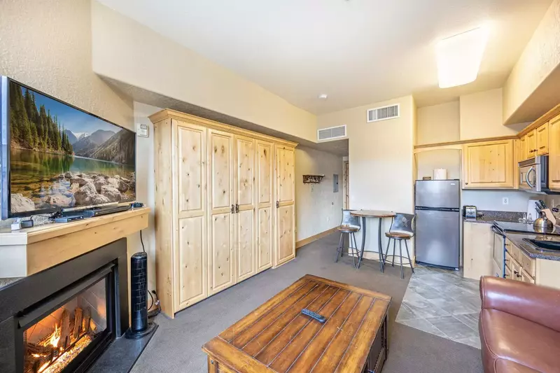 The comfortable bed easily folds into the wall when not in use.