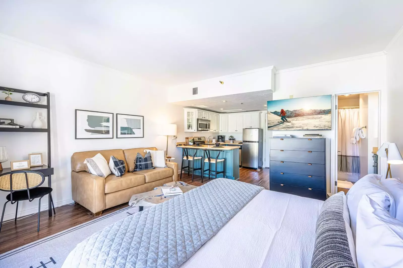 Your king bed welcomes you to your home