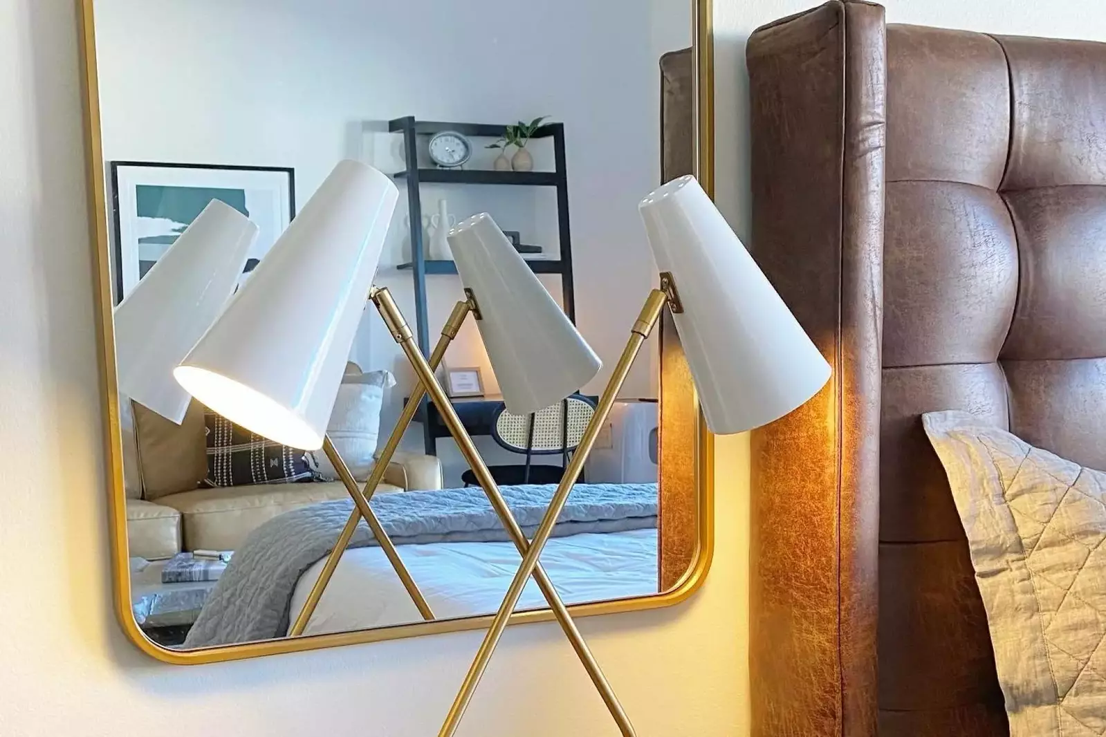 Nordic style bedside lamp and mirror