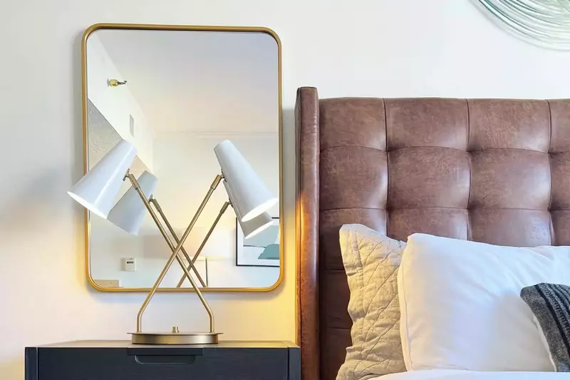 Nordic style bedside lamp and mirror
