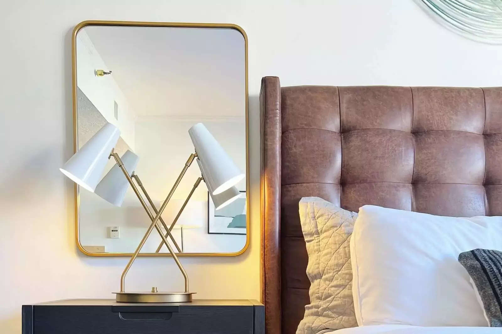 Nordic style bedside lamp and mirror