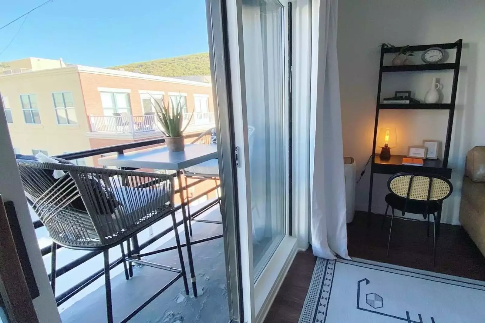 Glass sliding door leading to the private Terrace