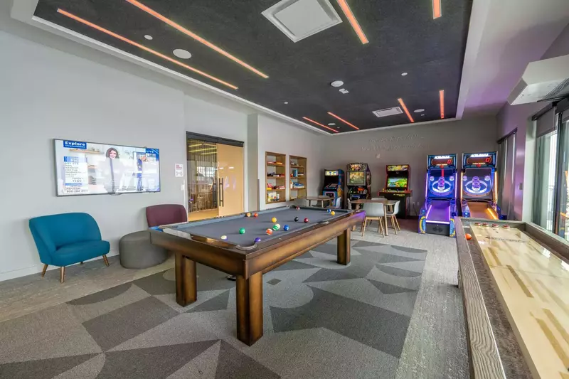 When you're not out enjoying the mountains, have fun in this large game room
