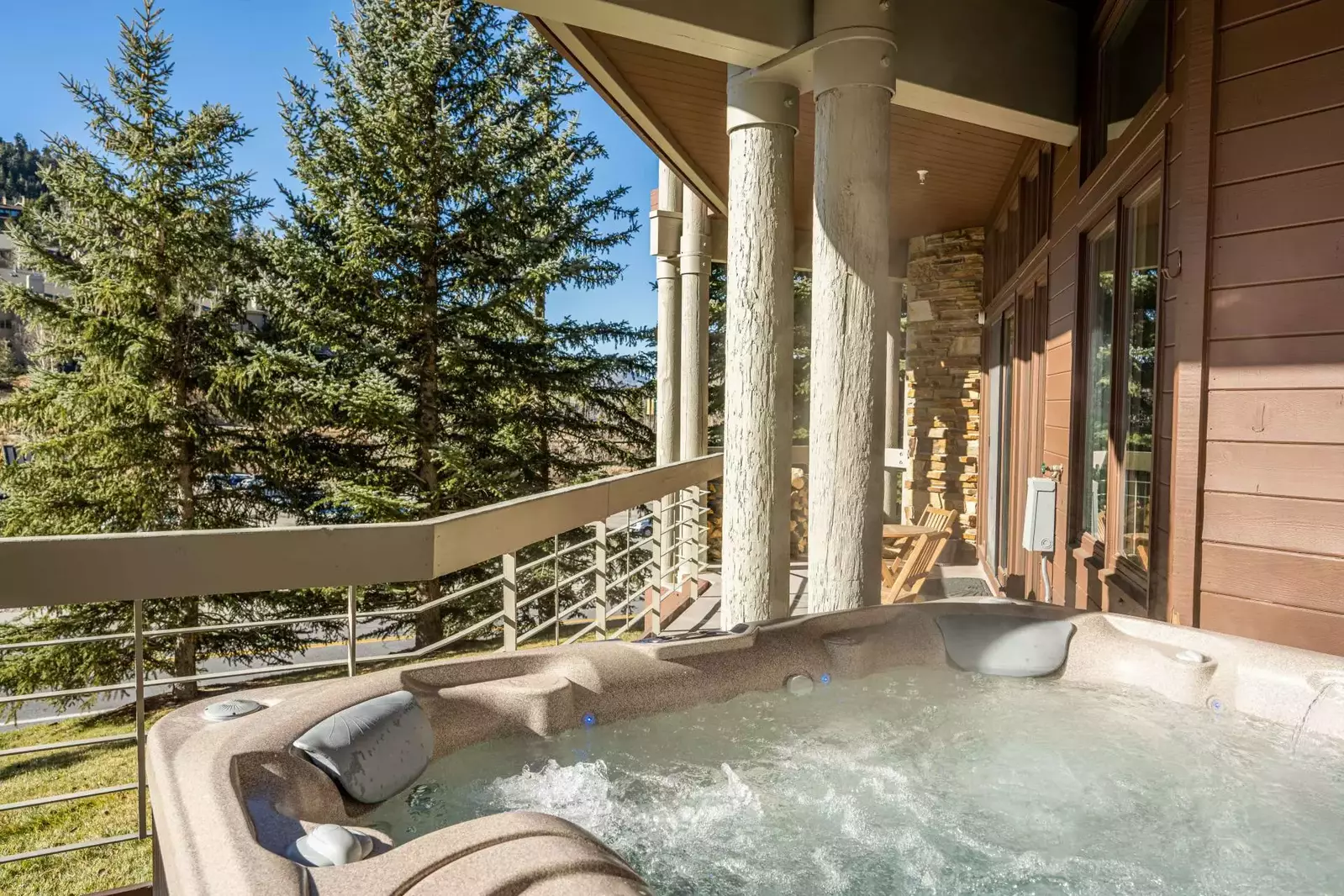 Private Hot Tub on large deck with mountain views