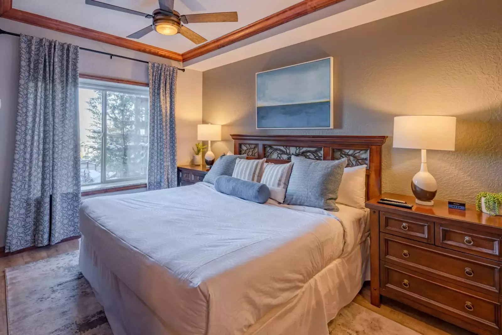 New King Bed with Bedside Tables