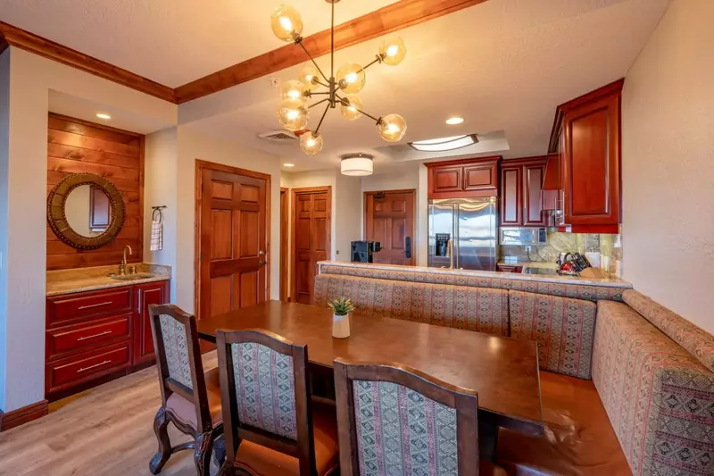Formal Dining Area with a Hardwood Table