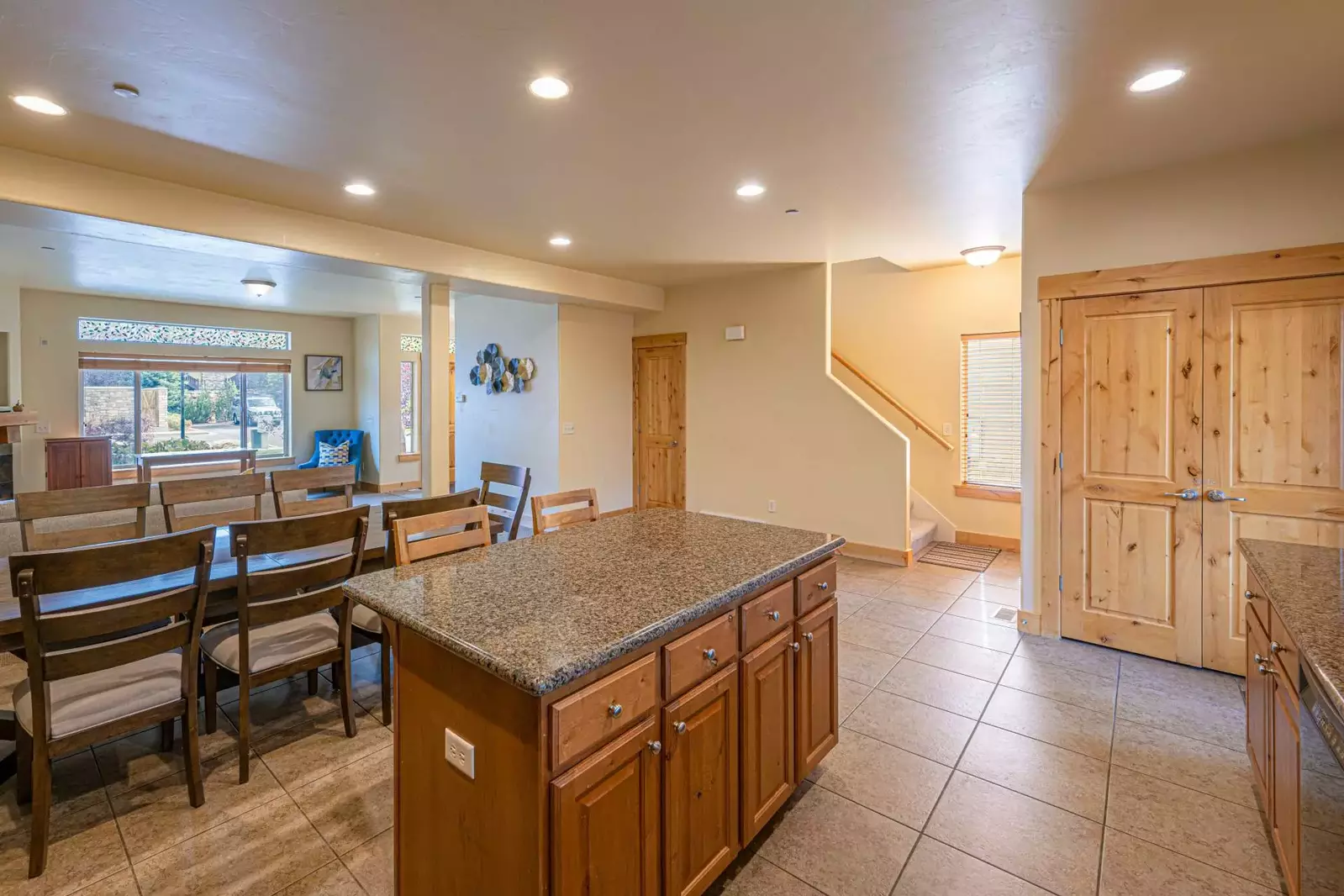 The kitchen is only a few steps away from the living area if you need to pour a fresh drink or pop a new batch of popcorn.