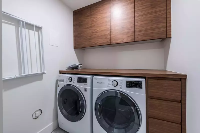 Brand new high-capacity washer and dryer in laundry room downstairs.