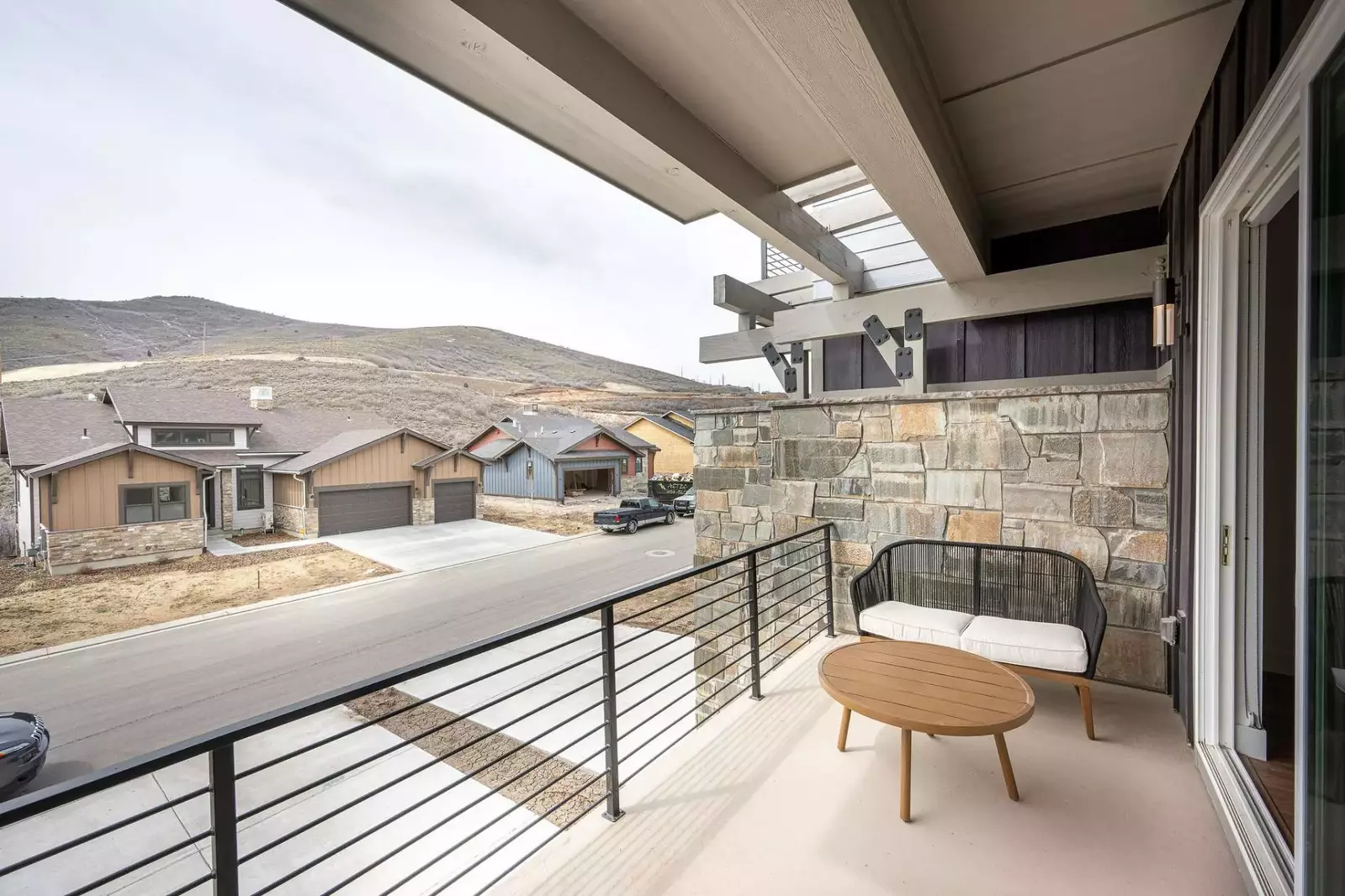 Outdoor seating with mountain views