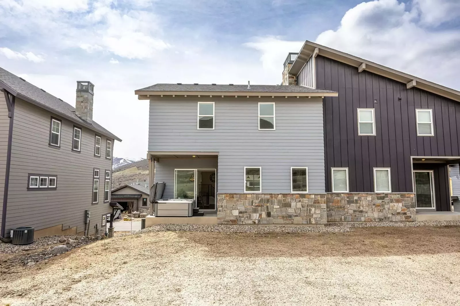 Back patio with relaxing hot tub