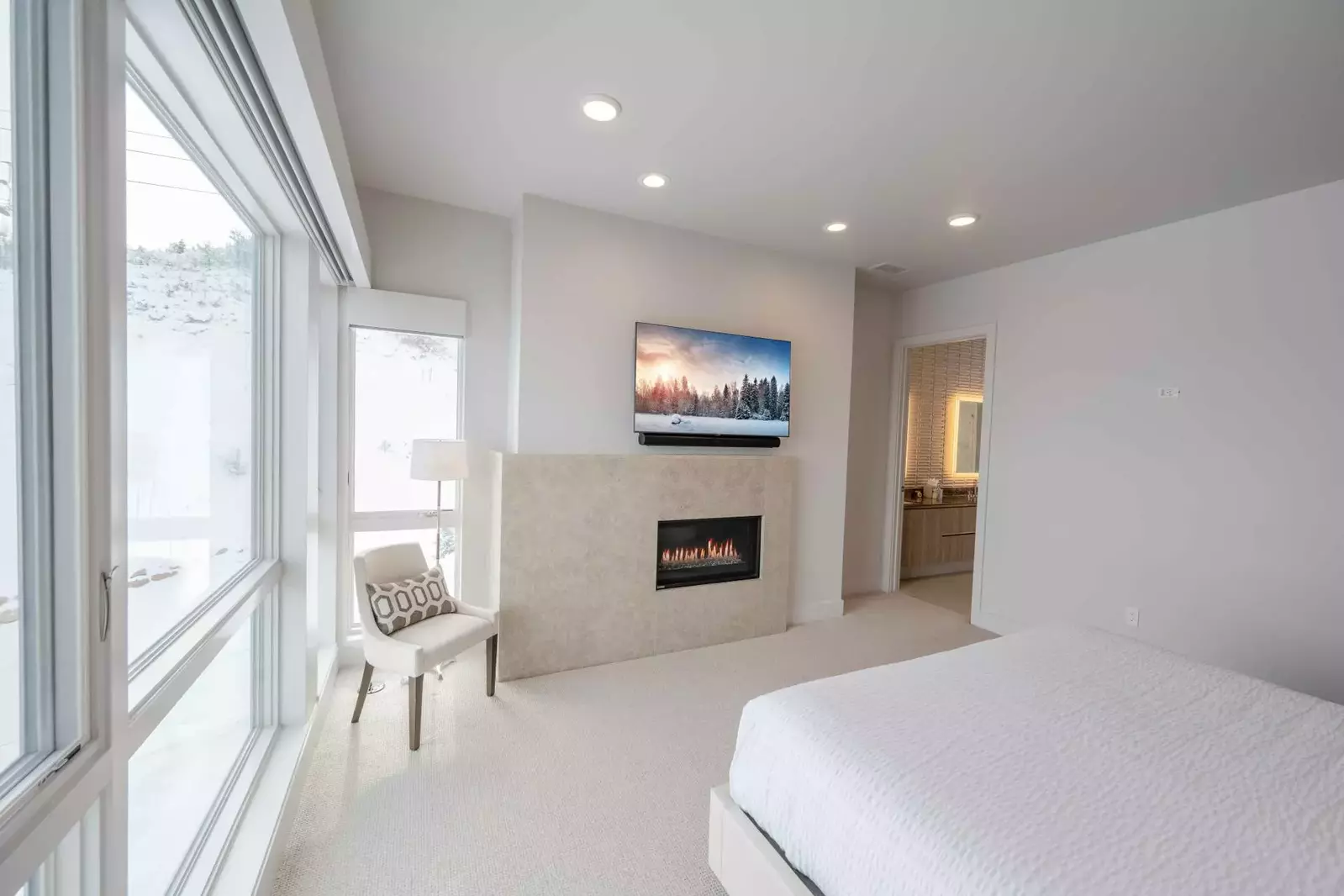 Luxe Primary Suite with King Bed, Gas Fireplace and Private Spa-like Bathroom. Keywords: Park City Ski-In Ski-Out, Luxury Park City Vacation Rental