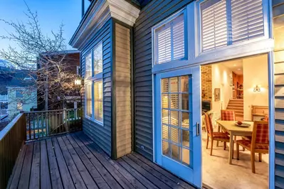 Perfect Location Right Off Main - The Home Offers 2 Decks, This is The View From The Front Deck Looking Into The Living Room. Perfect for Sundance!!