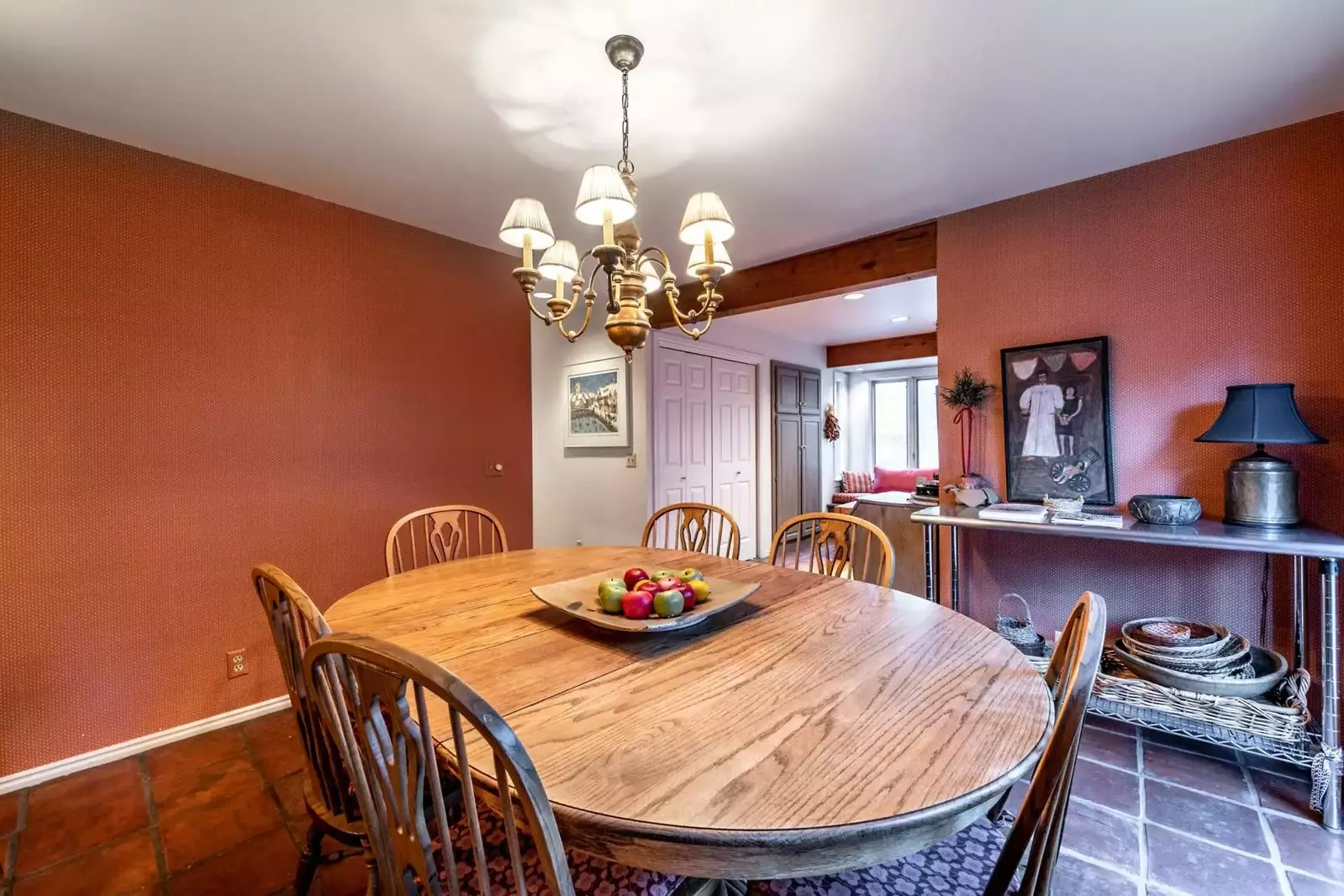 Dining Area is Located Just off The Kitchen and Offers Comfortable Seating For 7 Guests, Oval Dining Table, Terracotta Tile Floors