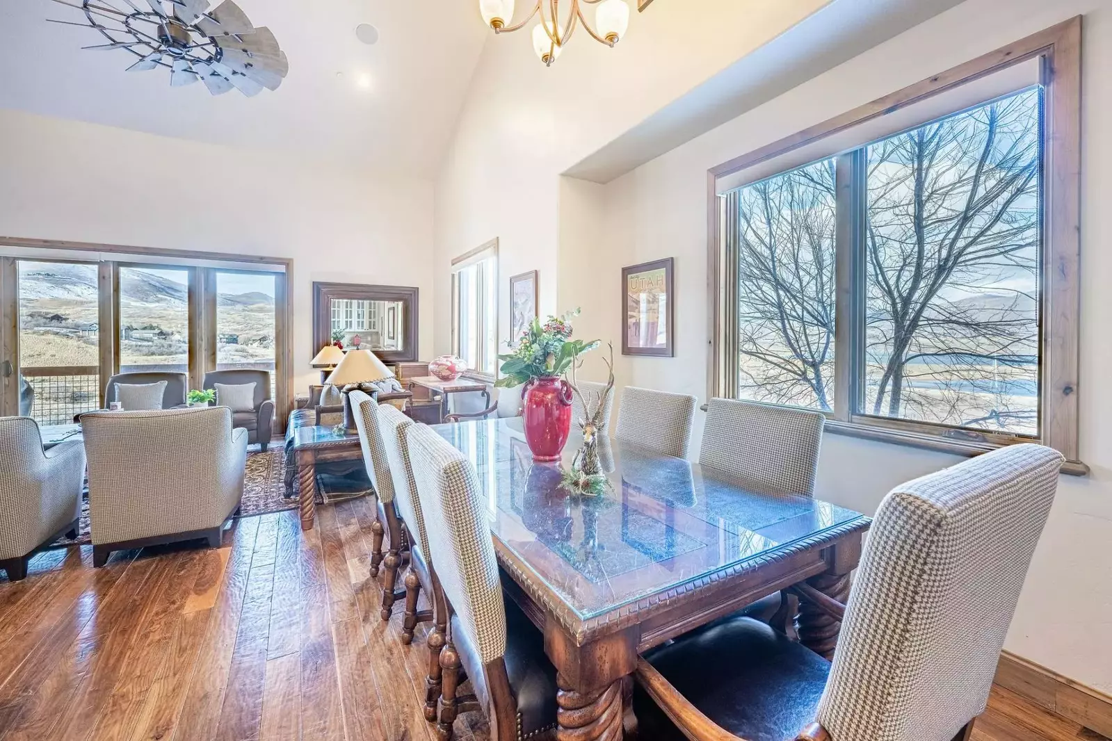 Formal dining room is adjacent to the kitchen and has seating for 8 people