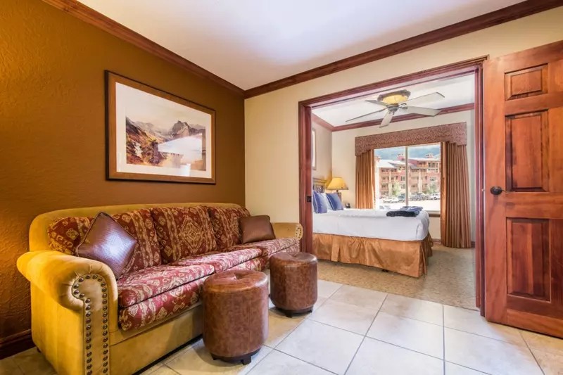 Living suite (2) with gourmet kitchenette, dining area, comfortable seating, HDTV and guest bedroom suite.