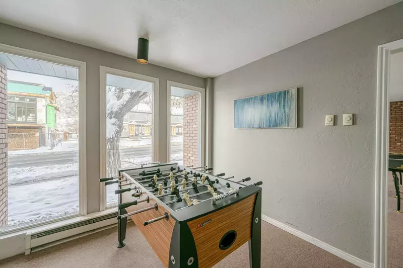 Fantastic amenities available at Lift Line Condo - including a Foosball Table.