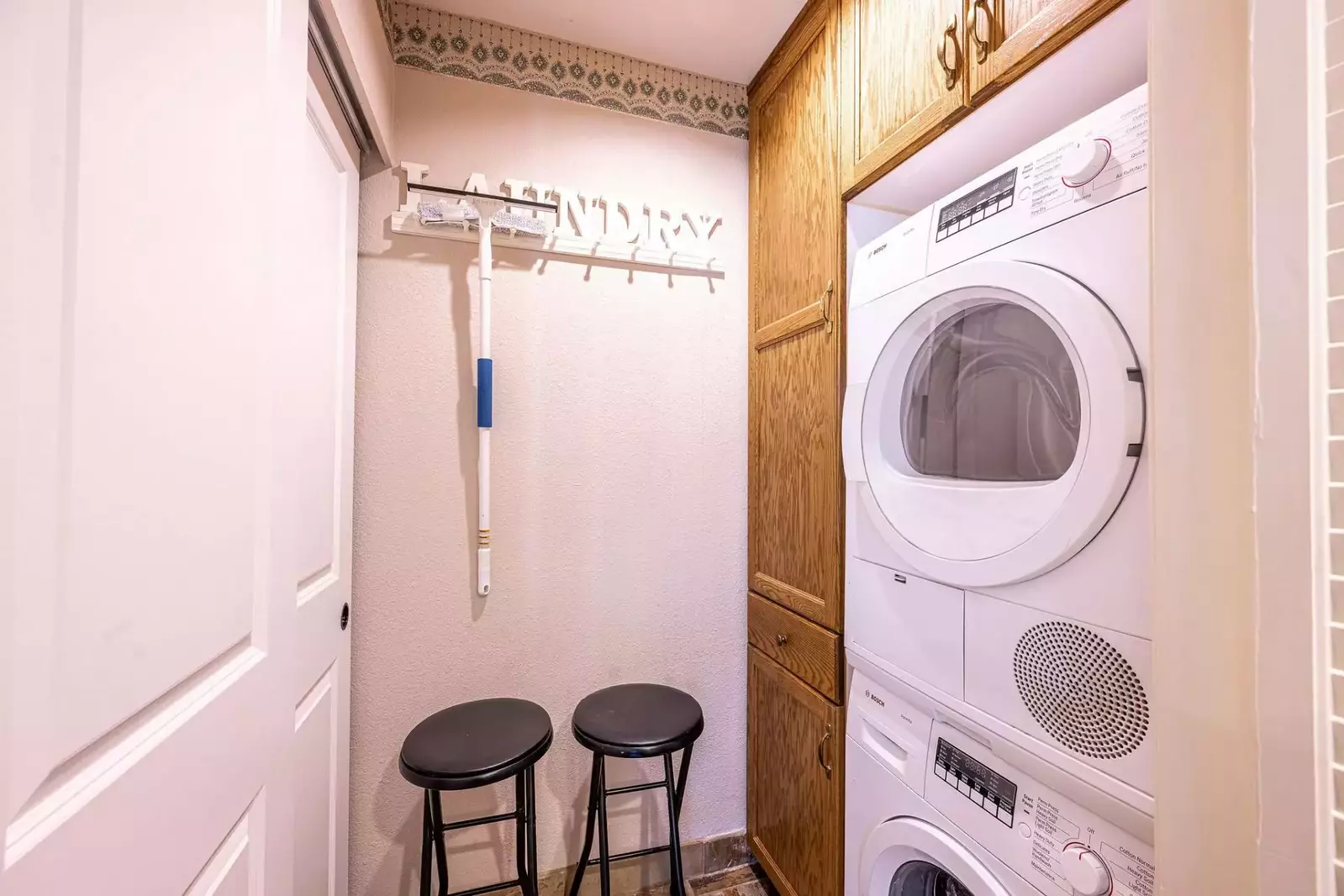 The private laundry is perfect for longer stays - It is equipped with a full size washer and dryer!