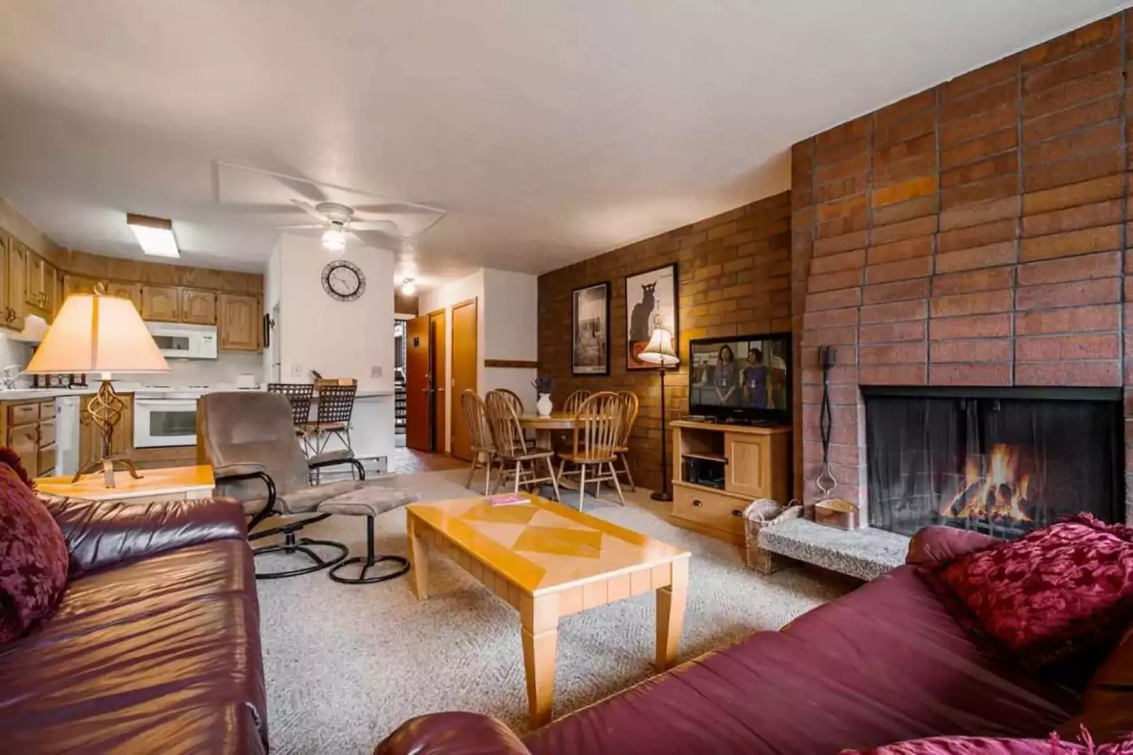 Perfect In Town Location! Cozy in By The Woodburning Fireplace & Enjoy Your Favorite Movie on the 50" HDTV
