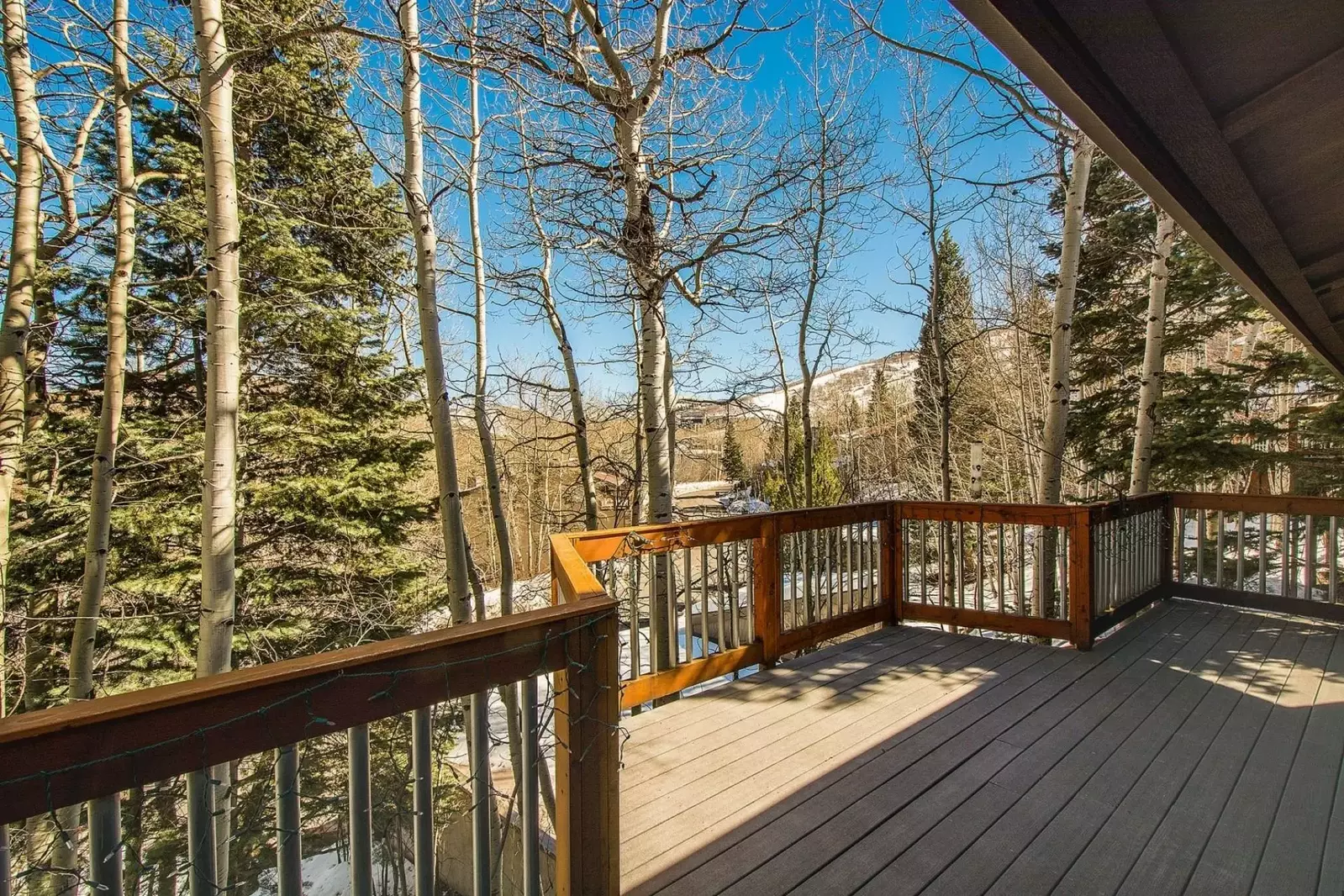 Large fresh air deck for enjoying a sunny day and starry night.