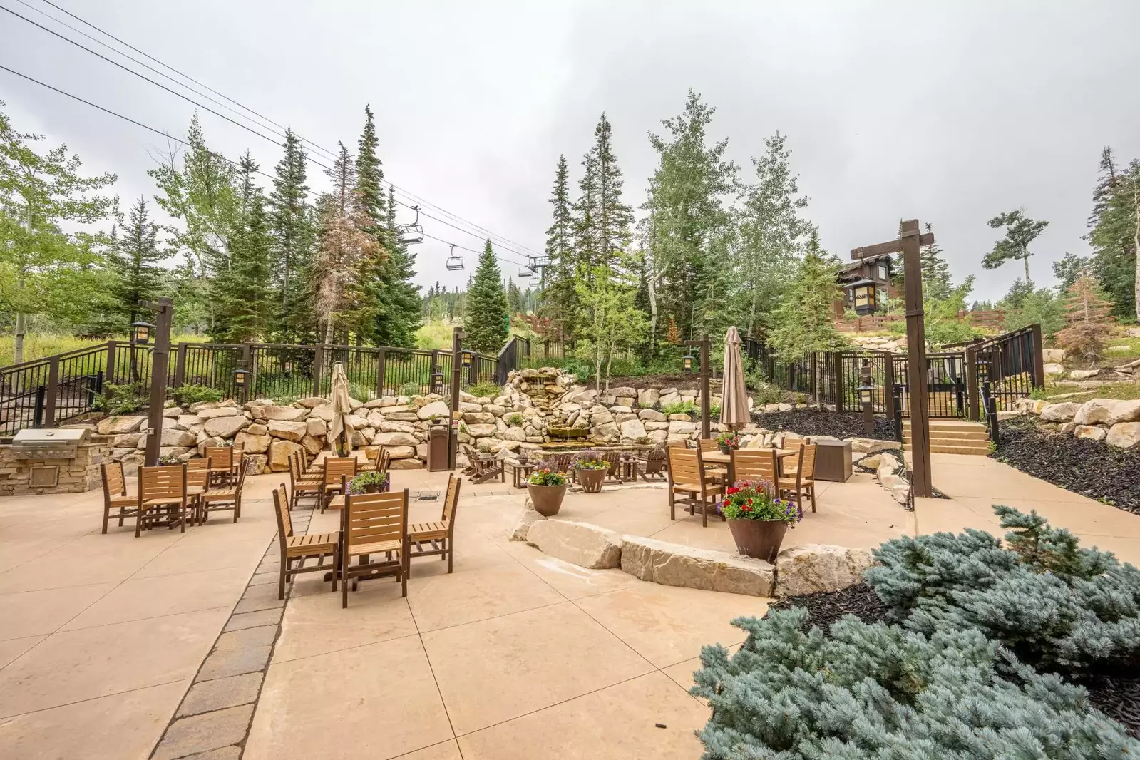 Outdoor seating with grill