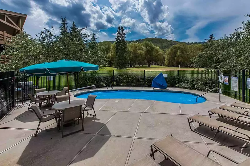 Right outside your front door! The perfect pool view - this is a heated therapy pool that is great to relax and warm up after a busy day on the mounta