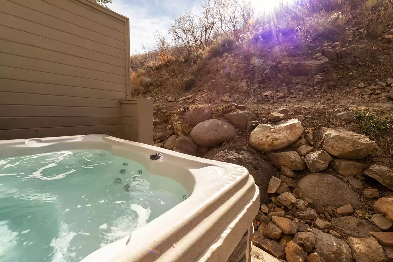Private and secluded hot tub for up to 6 guests!