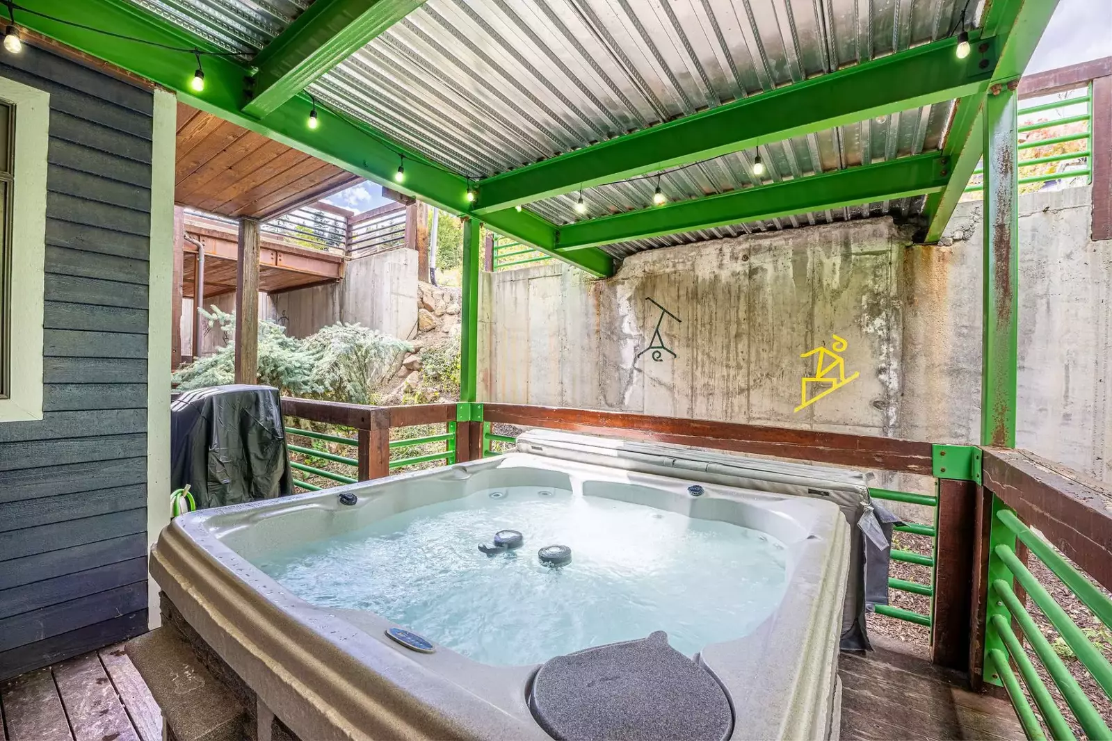 The private hot tub for 6 is located just off the main floor - perfect for your Park City getaway!