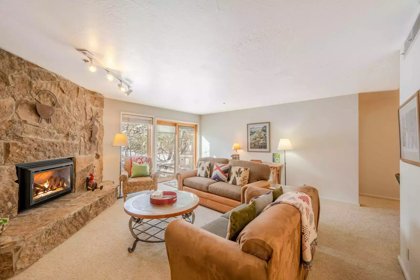 Gas Fireplace, 48" Smart HDTV, Comfortable Furnishings, DVD Player, Queen Sofa Sleeper w Custom Mattress (very comfortable), Sliding Glass Door Opens