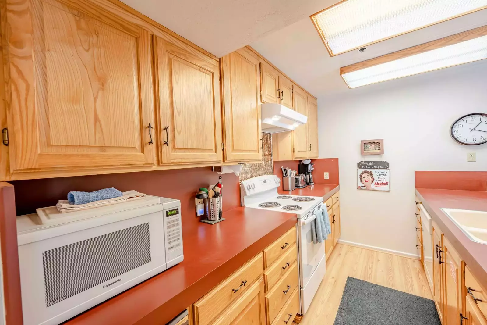 The kitchen has everything you need to cook and enjoy meals at home.