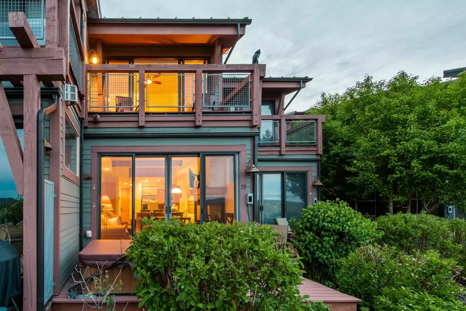 Private Deck off Family Room with Private Hot Tub, Seating for 5 & Views of Swaner Nature Preserve. Private Balcony off Master