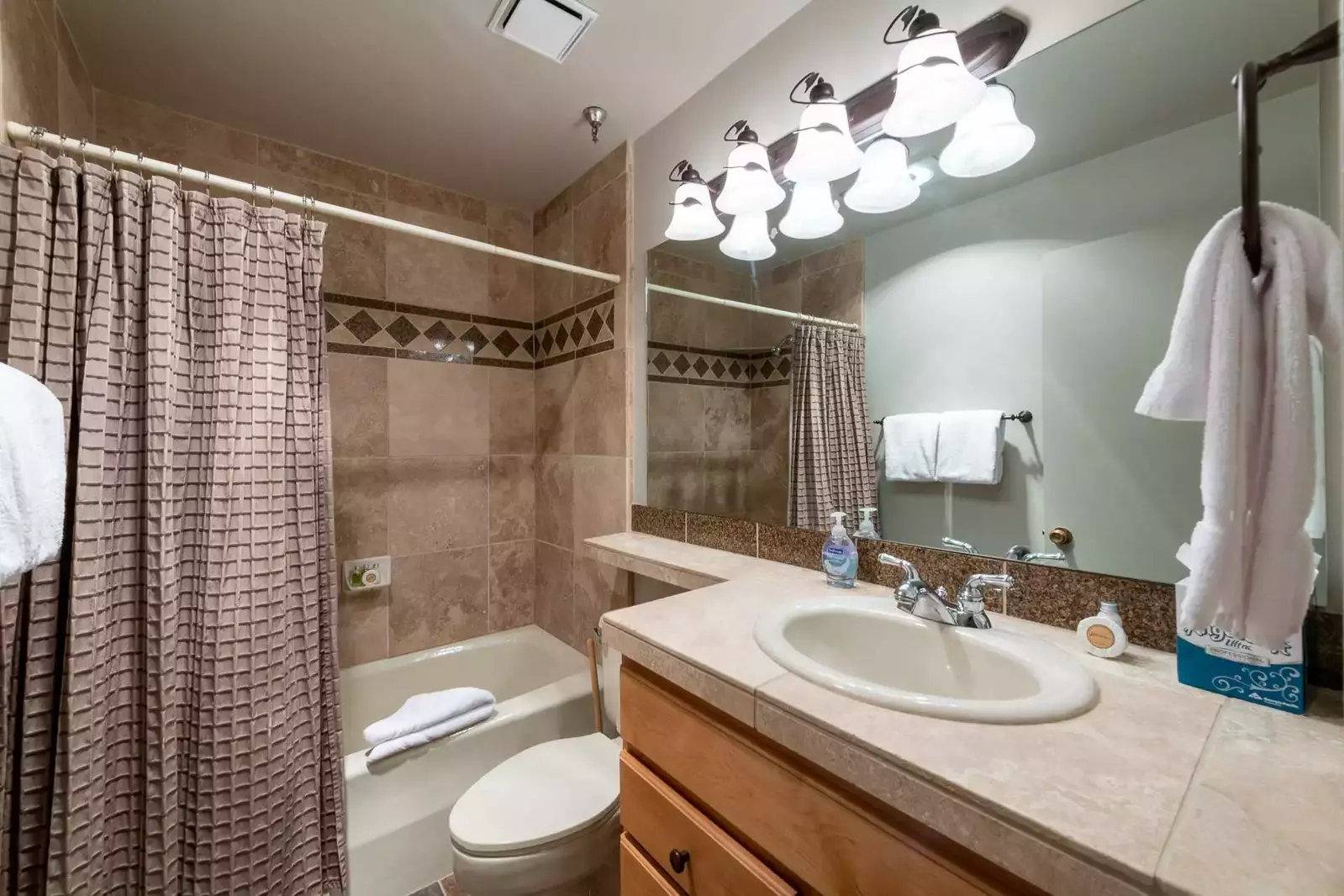 Master En Suite Bathroom w Large Vanity, Tiled Tub & Shower