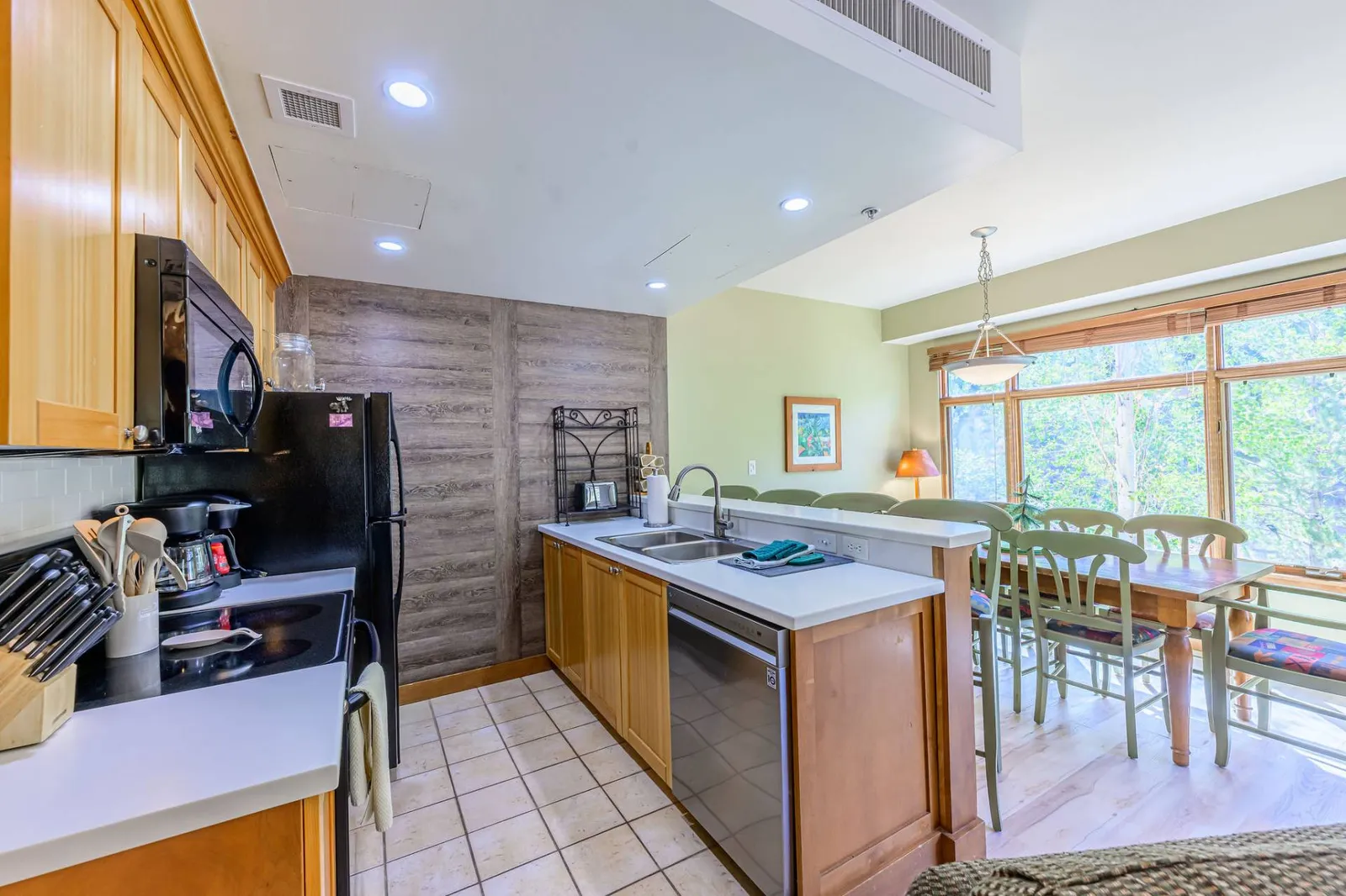 A fully-equipped, gourmet kitchen ample countertop space and new appliances.