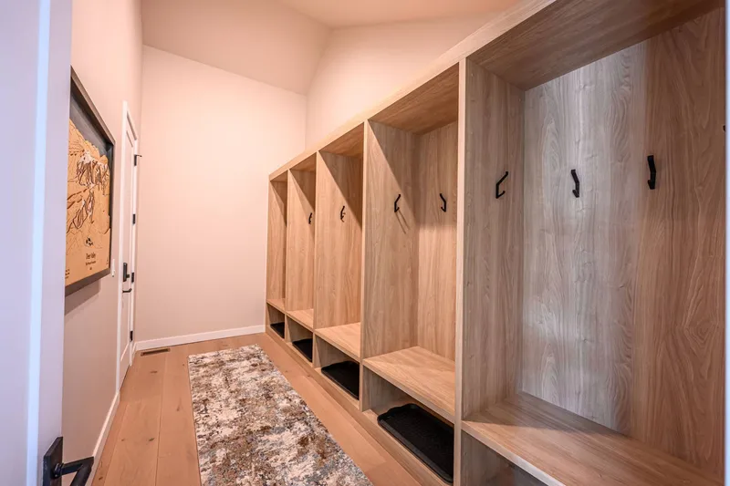 Custom ski room with lockers for Deer Valley East Village ski trips