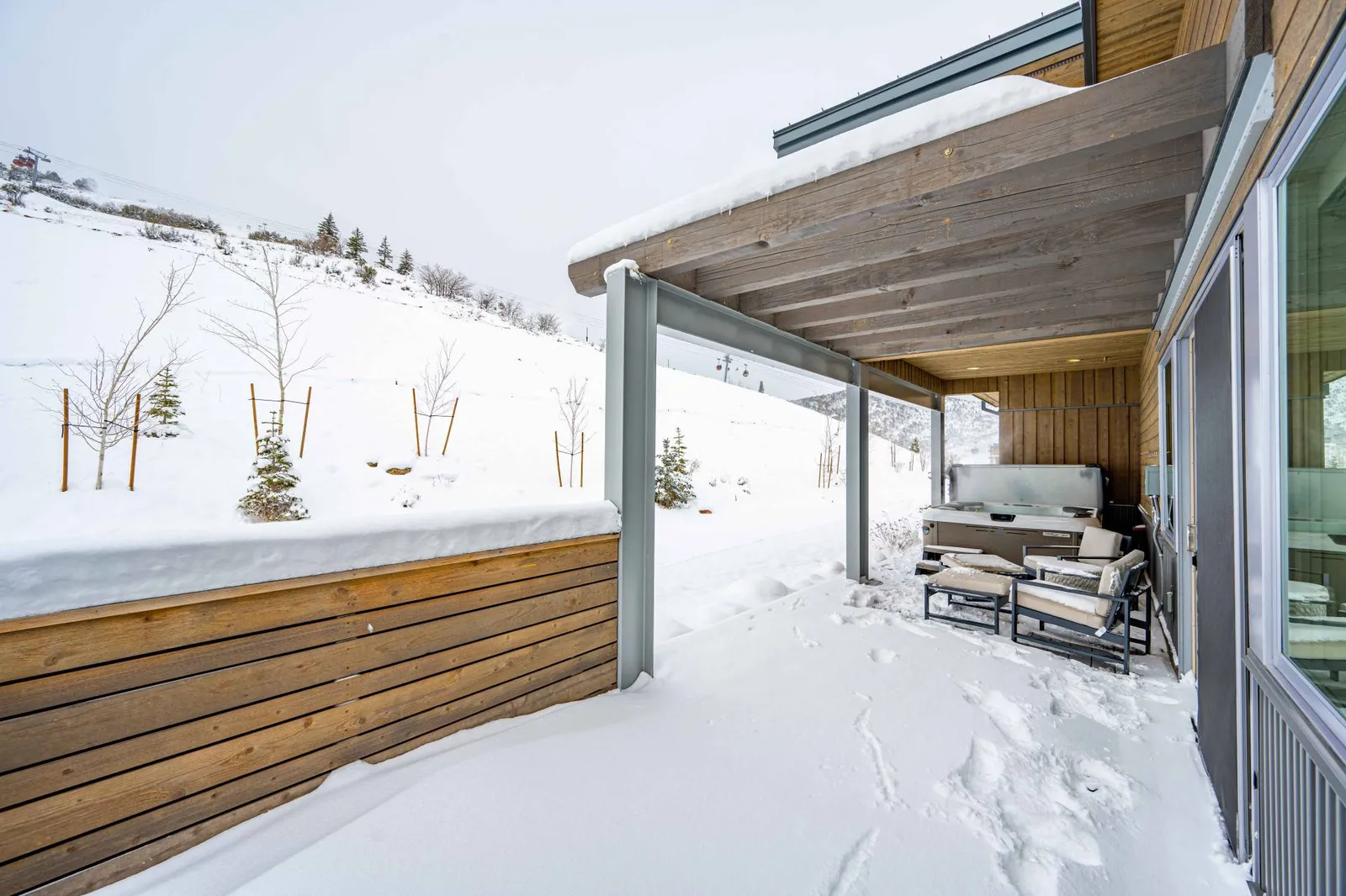 End the day with a dip in the private hot tub while taking in the views surrounding you.