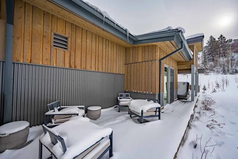 Tranquil private deck with seating and private hot tub