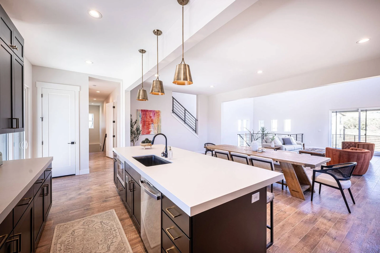 The modern kitchen has everything you need to prepare meals at home.